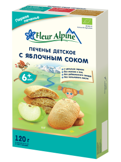 Печенье детское Fleur Alpine с яблочным соком с 6 месяцев, 120г