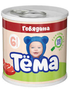 Пюре мясное детское Тема Говядина с 6 месяцев, 90г