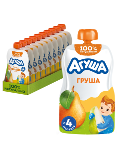 Пюре фруктовое детское Агуша Груша с 4 месяцев, 90гх 10 шт