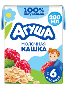 Каша молочная детская Агуша Овсяная Малина 2.5% с 6 месяцев, 200мл