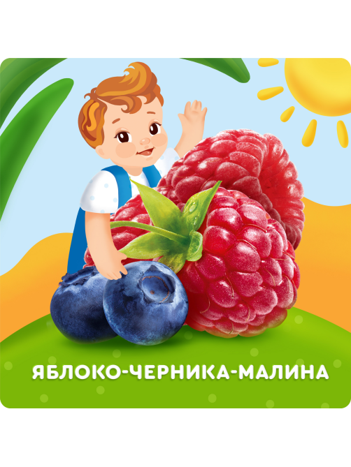 Пастилки фруктовые детские Агуша Яблоко, черника и малина с 12 месяцев, 12г