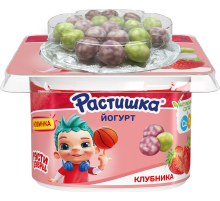 Йогурт детский Растишка клубника и злаки с шариками в глазури 3%, 117г