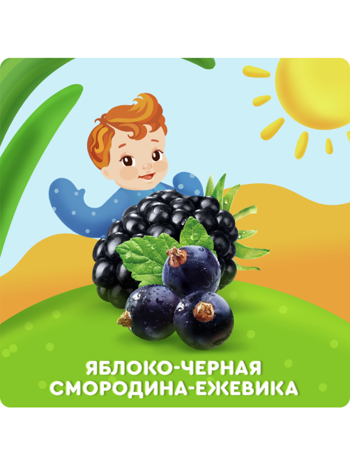 Пюре фруктовое детское Агуша Укрепляй-ка Яблоко, черная смородина и ежевика с 6 месяцев, 80г