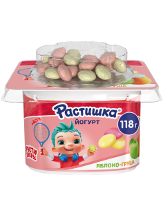 Йогурт детский Растишка Яблоко, груша и печенье 3% с 3 лет, 118г