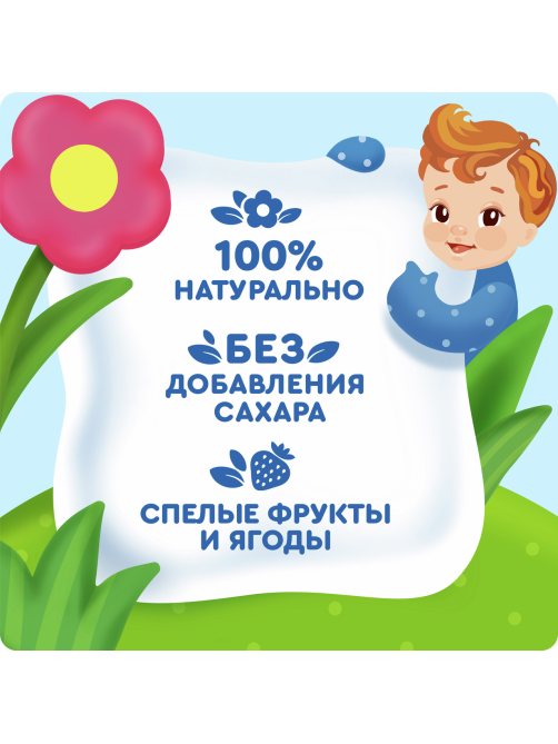 Пюре фруктовое детское Агуша Укрепляй-ка Яблоко, черная смородина и ежевика с 6 месяцев, 80г