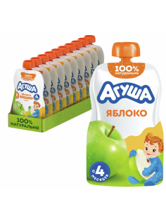 Пюре фруктовое детское Агуша Яблоко с 4 месяцев, 90г х 10 шт