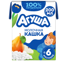 Каша молочная детская Агуша Рисовая Яблоко и груша 2.7% с 6 месяцев, 200мл
