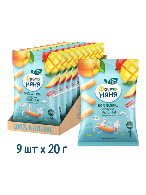 Кукурузные палочки детские ФрутоНяня Яблоко и манго с 12 месяцев, 20г