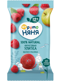 Кусочки фруктовые детские ФрутоНяня Улитки Яблоко и малина с 12 месяцев, 15г