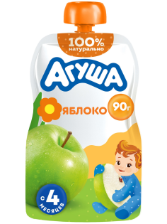 Пюре фруктовое детское Агуша Яблоко с 4 месяцев, 90г