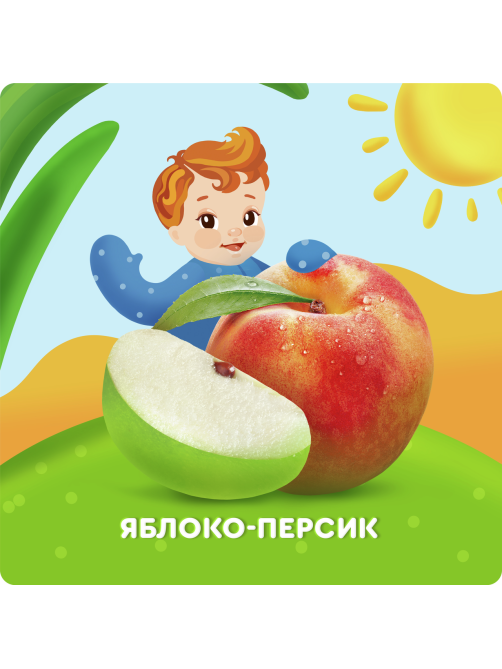 Пюре фруктовое детское Агуша Персик и яблоко с 5 месяцев, 90г х 10 шт