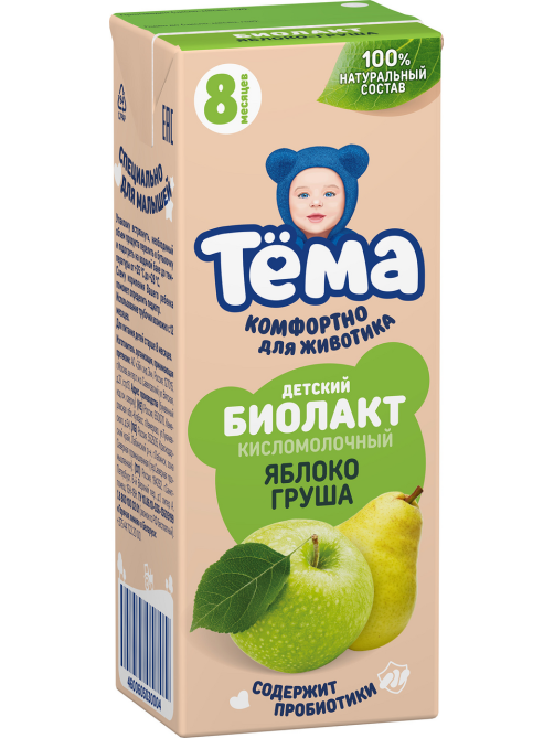 Биолакт детский Тема Яблоко и груша 3% с 8 месяцев, 206г