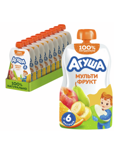 Пюре фруктовое детское Агуша Мультифрукт с 6 месяцев, 90г х 10 шт