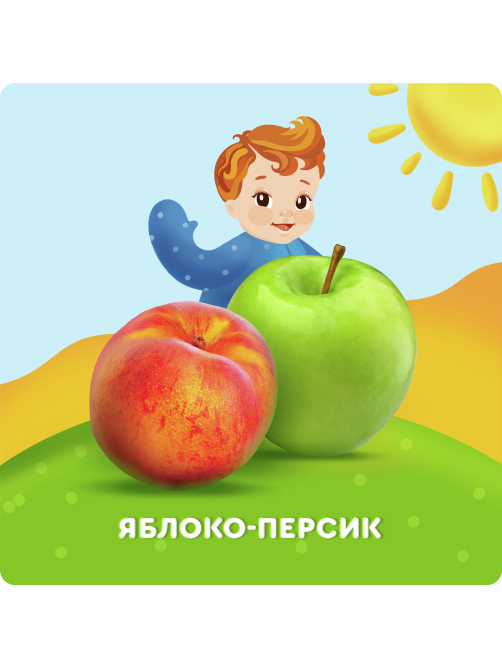 Сок детский Агуша Яблоко и персик с мякотью с 5 месяцев, 200мл
