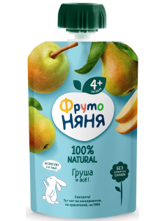 Пюре фруктовое детское ФрутоНяня Груша с 4 месяцев, 90г