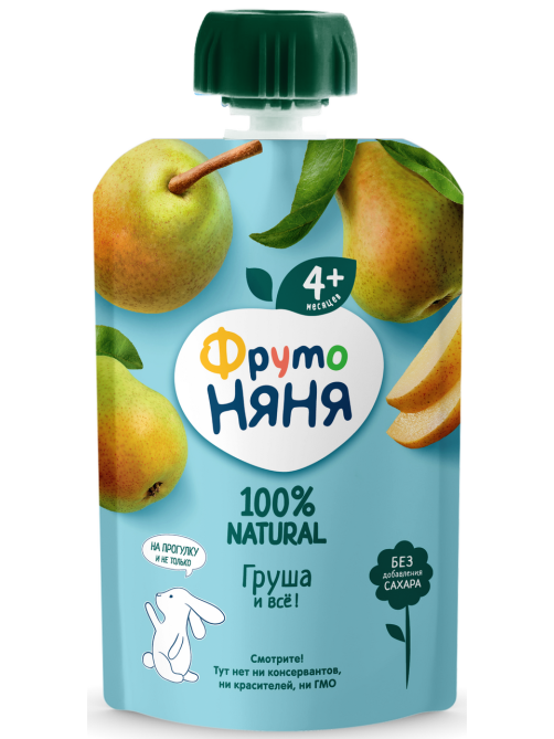 Пюре фруктовое детское ФрутоНяня Груша с 4 месяцев, 90г