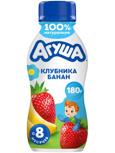 Йогурт питьевой детский Агуша Клубника и банан 2.7% с 8 месяцев, 180г