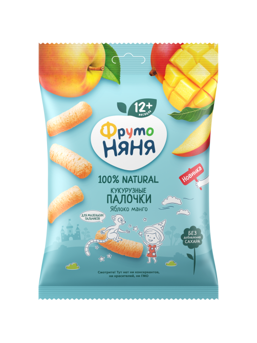 Кукурузные палочки детские ФрутоНяня Яблоко и манго с 12 месяцев, 20г