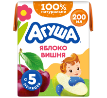 Сок детский Агуша детский Яблоко и вишня с 5 месяцев, 200мл