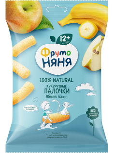 Кукурузные палочки детские ФрутоНяня Яблоко и банан с 12 месяцев, 20г