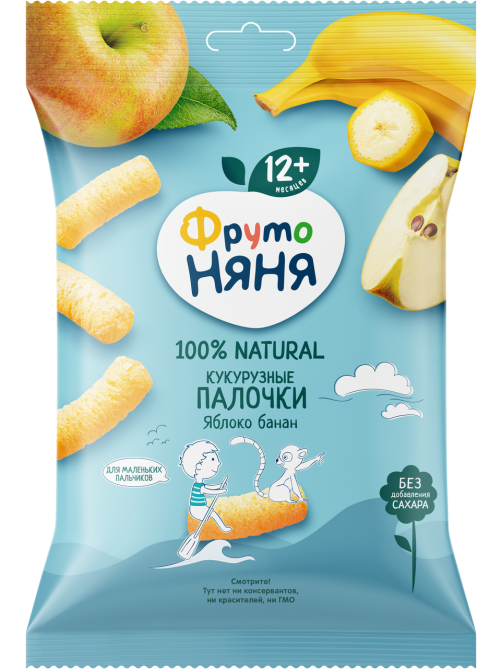 Кукурузные палочки детские ФрутоНяня Яблоко и банан с 12 месяцев, 20г