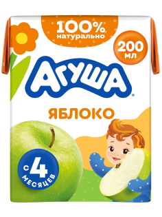 Сок детский Агуша Яблоко с 4 месяцев, 200мл