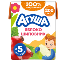 Сок детский Агуша Яблоко и шиповник с 5 месяцев, 200мл