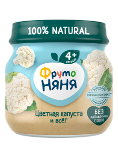 Пюре овощное детское ФрутоНяня Цветная капуста с 4 месяцев, 80г