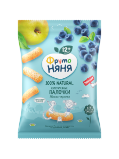 Кукурузные палочки детские ФрутоНяня Яблоко и черника с 12 месяцев, 20г
