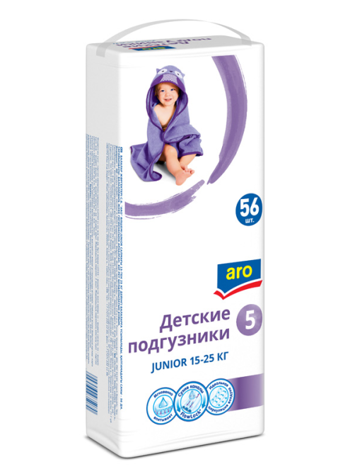 aro Подгузники junior 5 размер 15-25кг, 56шт
