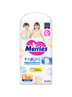 Подгузники-трусики Merries XL 5 размер 12-22кг, 38шт