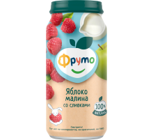 Пюре фруктовое детское Фруто Яблоко, малина и сливки с 6 месяцев, 250г