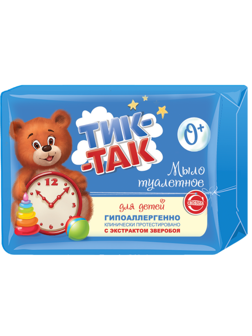 Мыло детское Тик-Так кусковое с экстрактом зверобоя 0+, 175г