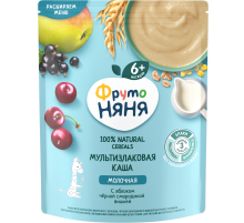 Каша молочная детская ФрутоНяня Мультизлаковая Яблоко, смородина и вишня с 6 месяцев, 200г