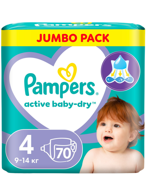 Подгузники Pampers active baby-dry maxi 8-14кг, 70шт