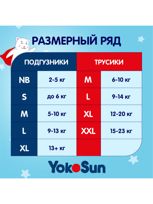 Подгузники-трусики YokoSun L 9-14кг, 44шт