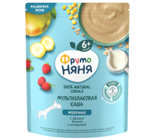Каша молочная детская ФрутоНяня Мультизлаковая Яблоко, банан и земляника с 6 месяцев, 200г