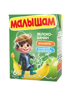Нектар детский Малышам Яблоко и банан с 6 месяцев, 200мл