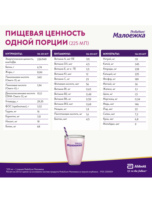 Смесь детская PediaSure Малоежка Клубника с 12 месяцев, 850г