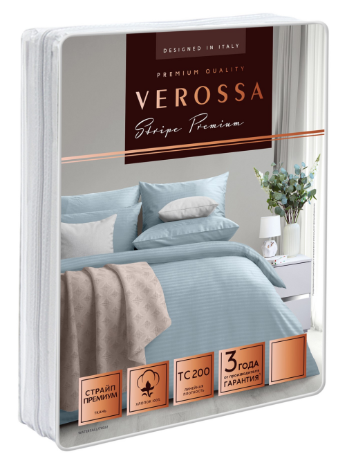 Комплект постельного белья Verossa Stripe голубой водопад евро