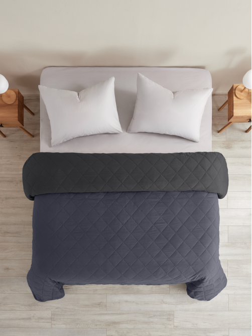 Покрывало Guten Morgen Softouch двустороннее микрофибра темно-синий-темно-серый, 210 x 240см