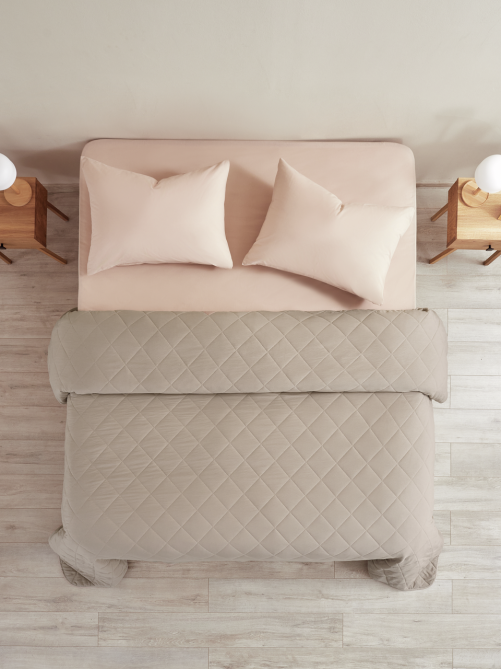 Покрывало Guten Morgen Softouch двустороннее микрофибра бежевое-молочное, 210 x 240см