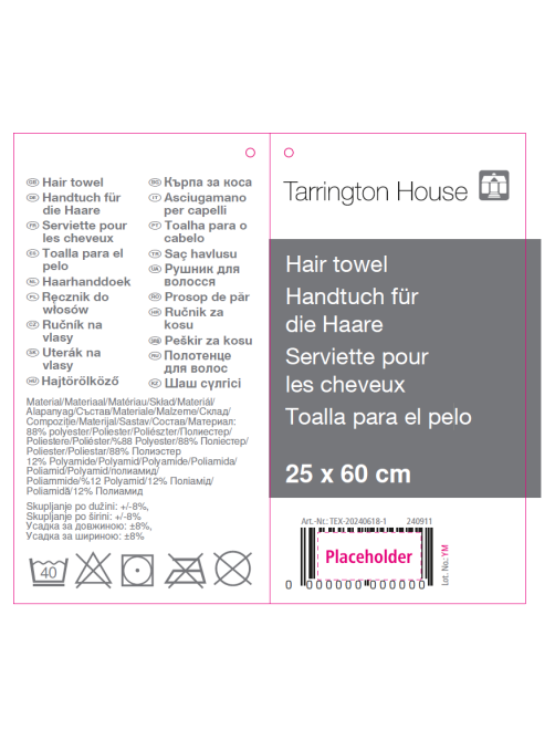 Tarrington House Полотенце для волос голубое из микрофибры, 25 x 60см