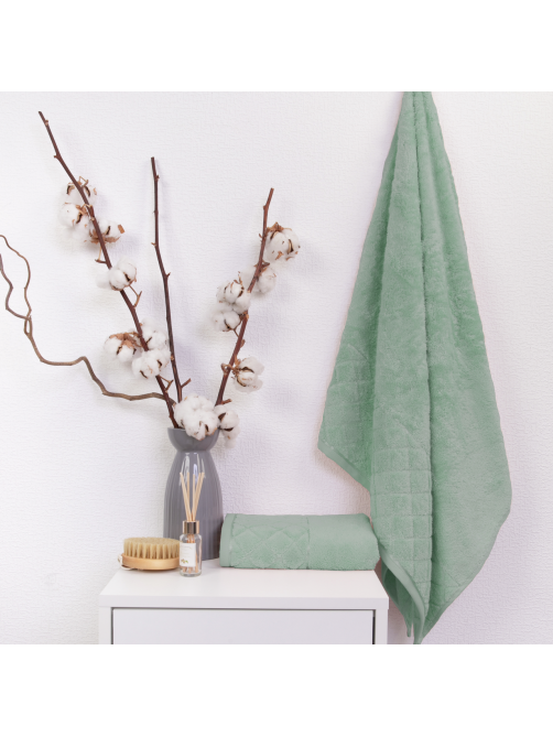 Полотенце Tessolo Home махровое миконос зеленое 550г, 70 x 140см