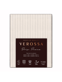 Простыня Verossa Antique White на резинке страйп-сатин, 180 x 200см