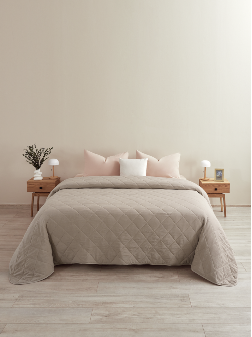 Покрывало Guten Morgen Softouch двустороннее микрофибра бежевое-молочное, 210 x 240см