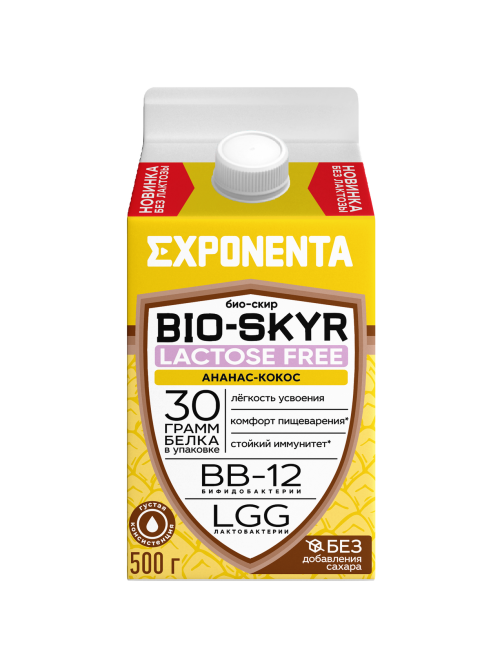 Напиток кисломолочный Exponenta Bio-Skyr обезжиренный ананас и кокос, 500г