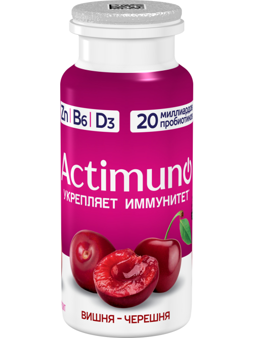 Напиток кисломолочный Actimuno вишня-черешня 1.5%, 95г