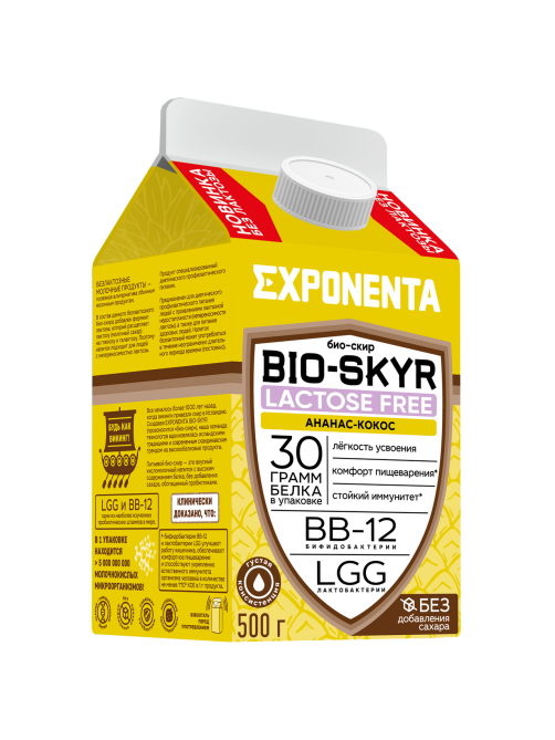 Напиток кисломолочный Exponenta Bio-Skyr обезжиренный ананас и кокос, 500г