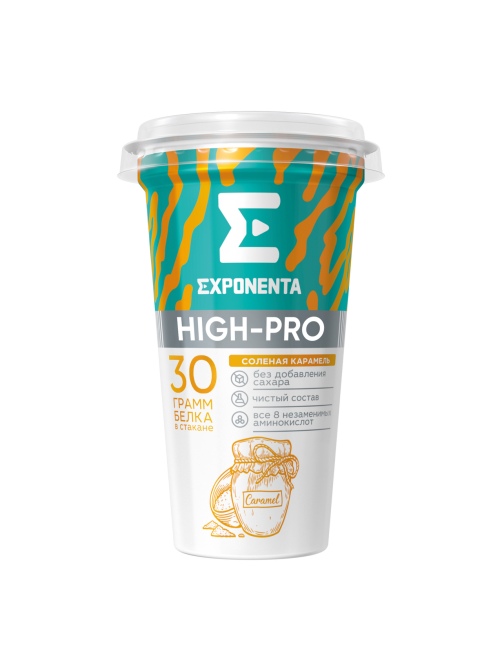 Напиток кисломолочный Exponenta High-pro Соленая карамель с высоким содержанием белка, 250г